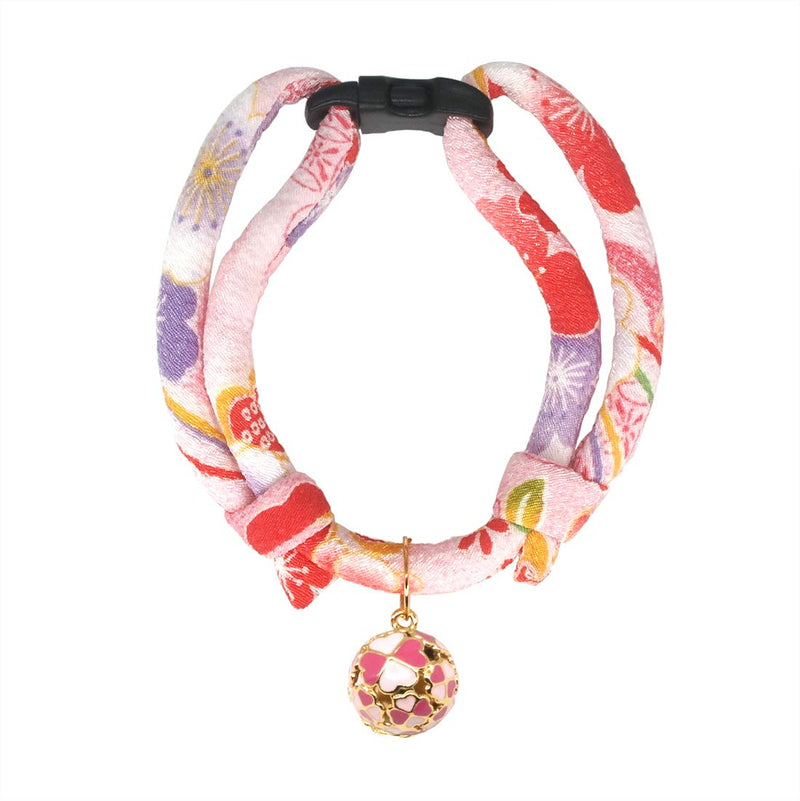 PetSoKoo Four-Leaf Clover Cat Collar with Bell Breakaway Buckle. Japan Chirimen,Cute Kitten Collar for Girl Boy,Samll Cat Standard (6-13 inch,16-32cm) Sakura Pink - BeesActive Australia