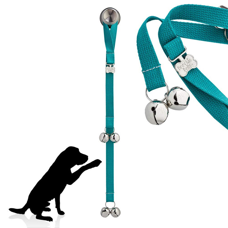 PoochieBells The Original Dog Potty Training Doorbell, Premium Cotton Webbing Collection Teal - BeesActive Australia