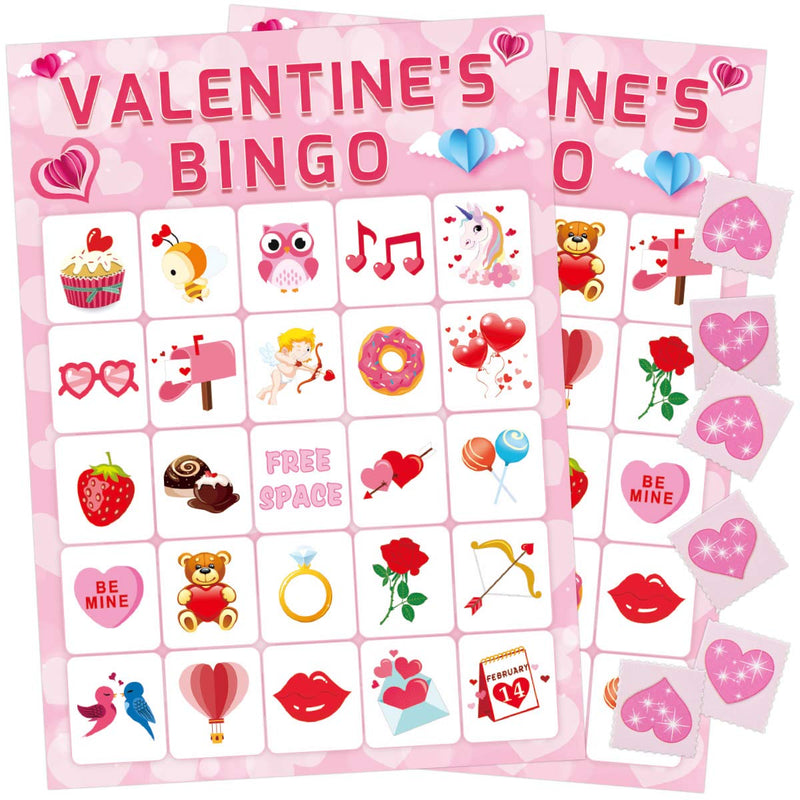 FANCY LAND Valentine's Day Bingo Game for Kids 24 Players Valentine Party Game - BeesActive Australia