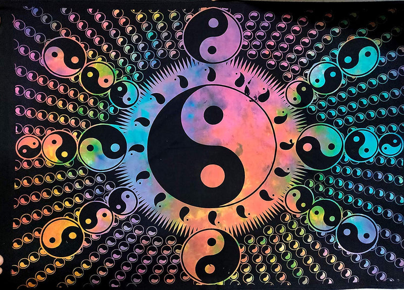 ICC Small Color Yin Yang Poster Tapestry Decoration Wall Decor Hanging Art Gift Tapestry Psychedelic Wall Hanging Hippie Hippy Dorm Decor Bohemian College Dorm Black - BeesActive Australia