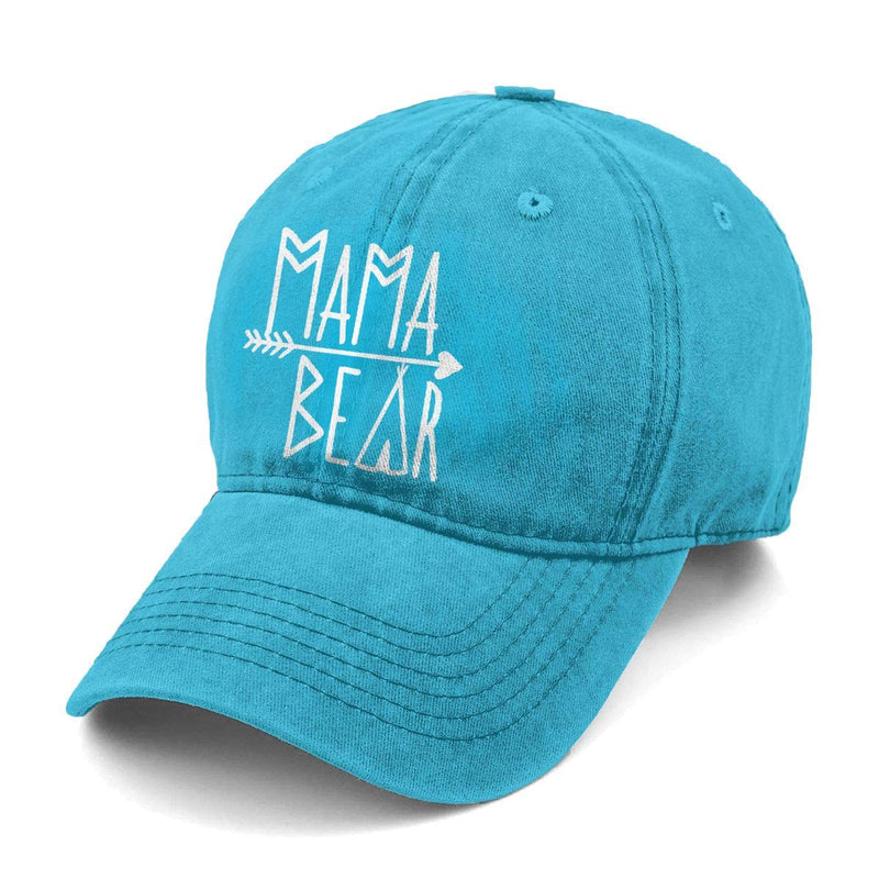 Unisex Mama Bear Denim Hat Adjustable Washed Dyed Cotton Dad Baseball Caps Print Logo Blue One Size - BeesActive Australia