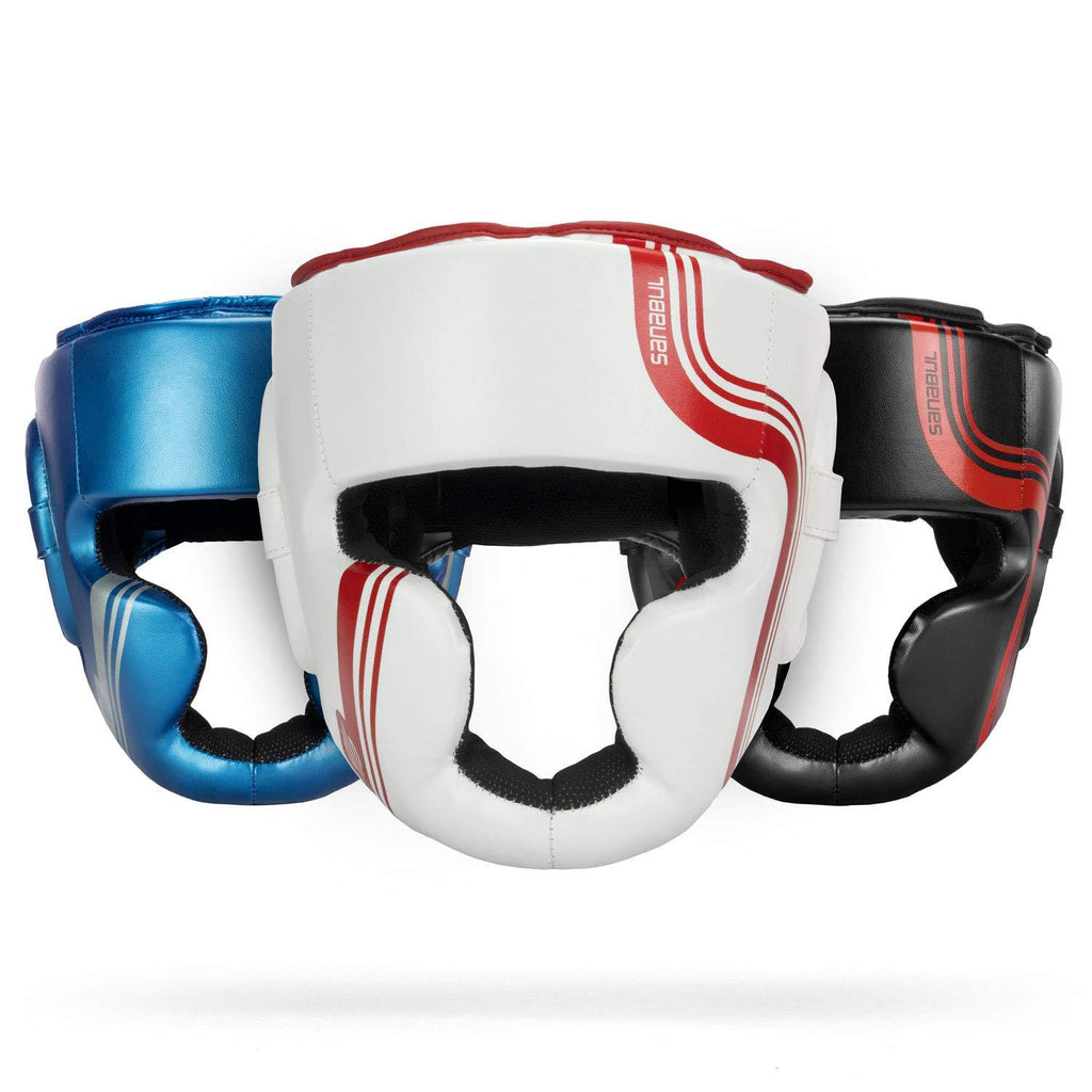 [AUSTRALIA] - Sanabul Core Series Boxing MMA Kickboxing Head Gear White/Red S/M 