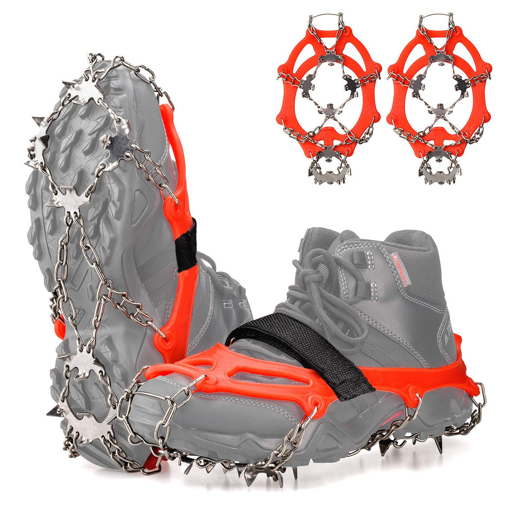 FANBX F Crampons Ice Cleats Traction Snow Grips for Shoes and Boots Men Women Anti-Slip 19 Spikes Stainless Steel Microspikes for Walking, Hiking, Climbing and Mountaineering on Snow and Ice Large - BeesActive Australia