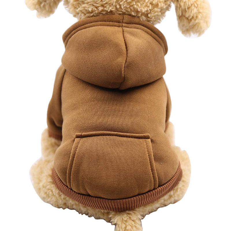 Jecikelon Winter Dog Hoodie Sweatshirts with Pockets Warm Dog Clothes for Small Dogs Chihuahua Coat Clothing Puppy Cat Custume Coffee - BeesActive Australia