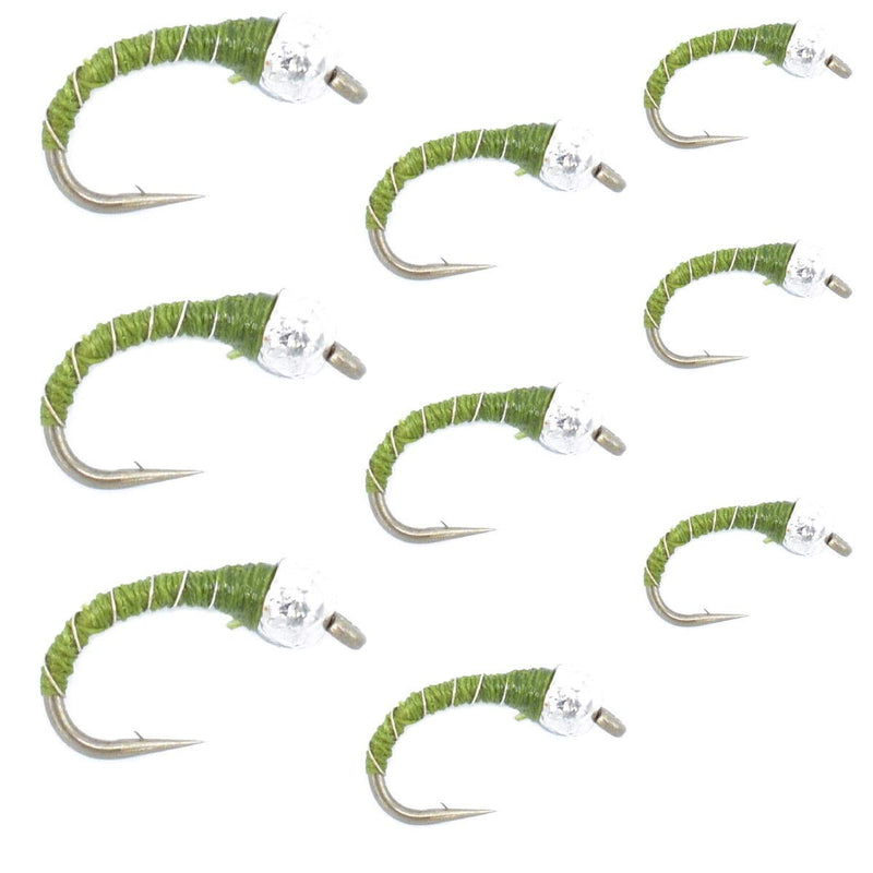 The Fly Fishing Place Olive Zebra Midge Assortment Silver Bead Head - 3 Each of 3 Sizes 14, 16, 18 - Tailwater Fly Fishing Flies Collection - BeesActive Australia