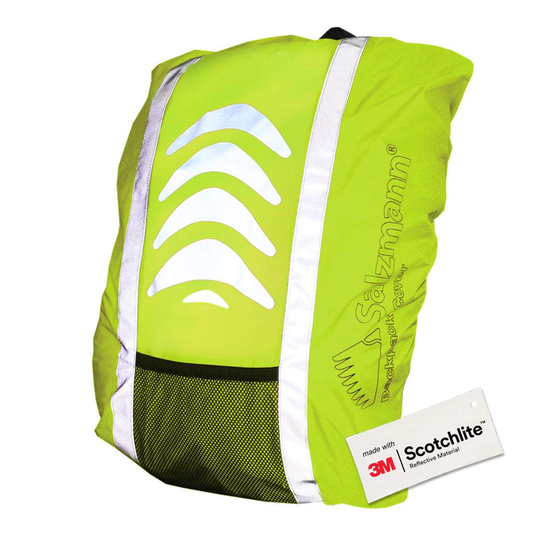 Salzmann 3M Reflective Backpack Cover | High Visibility, Waterproof & Weatherproof | Ideal for Cycling, Running, Hiking & More Yellow Classic Standard (up to 36L) - BeesActive Australia