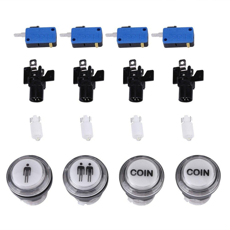Arcade Game Buttons - 4 x LED Start Push Button Kit Part 1 Player + 2 Player + LED Coin Buttons for Arcade - BeesActive Australia