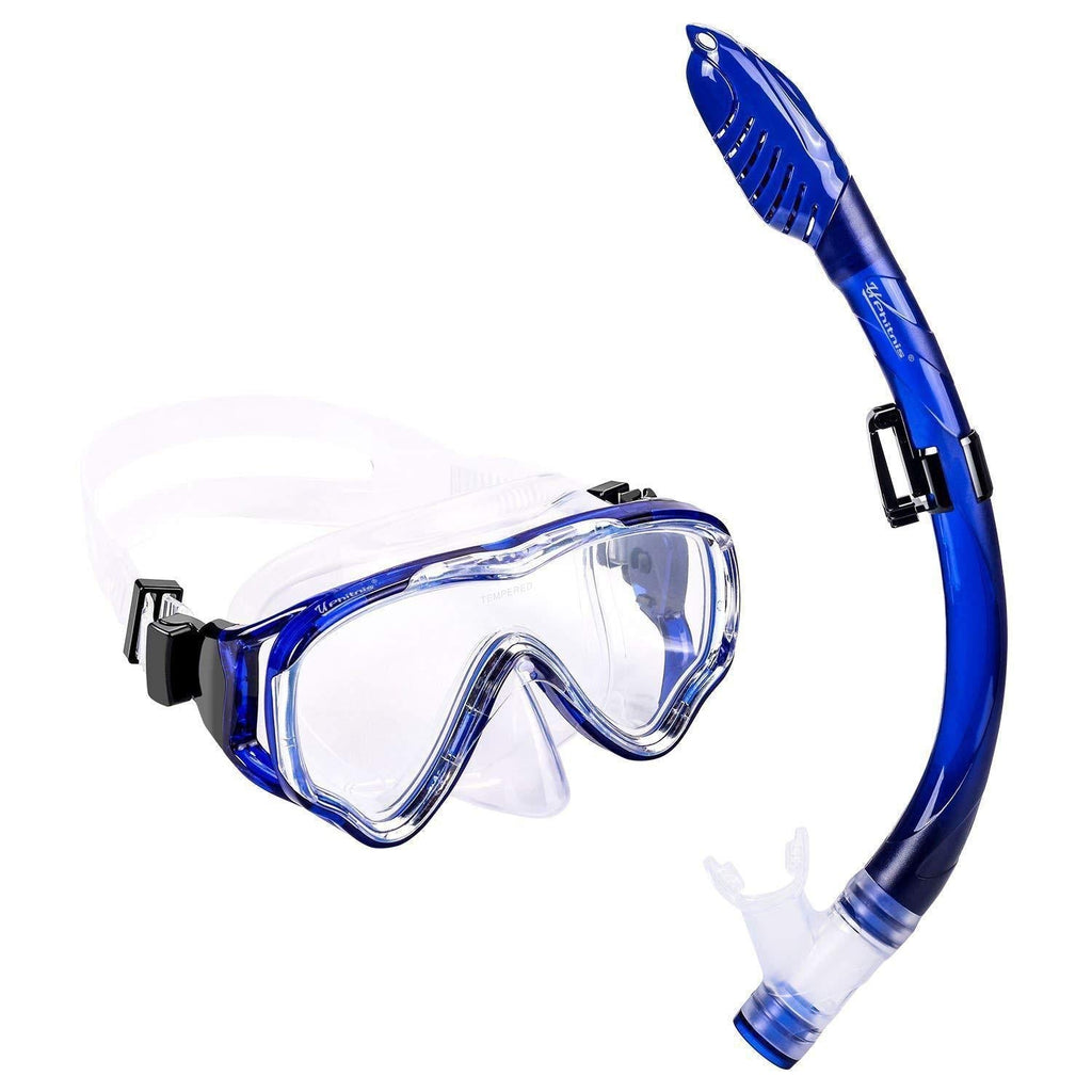 [AUSTRALIA] - UPhitnis Kids Snorkel Set - Dry Top Snorkel Mask with Big Eyes for Childs, Boys, Girls - Anti-Fog and Anti-Leak Snorkeling Mask and Snorkel for Children Age 4-12 Blue 