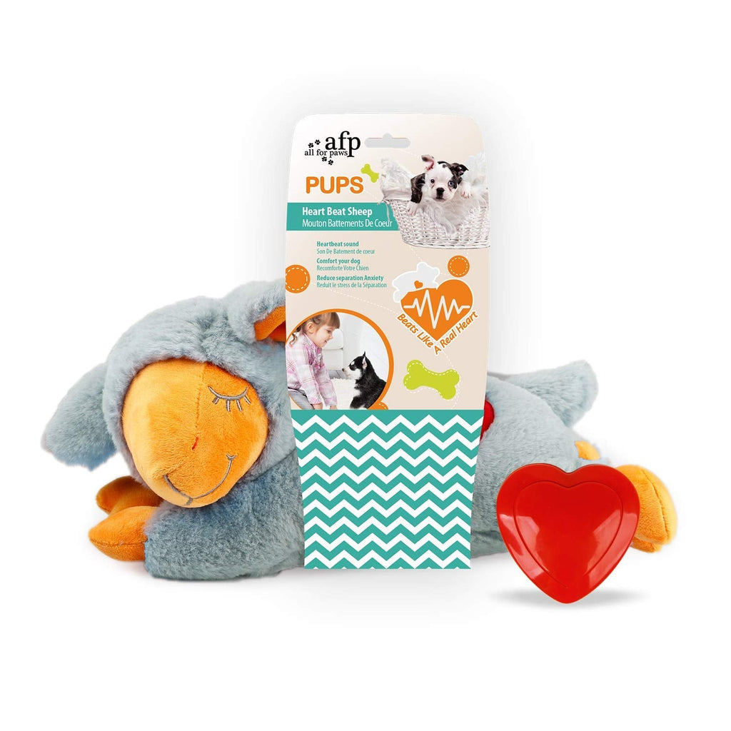 ALL FOR PAWS Heart Beat Dog Toy, Puppy Sleeping Buddy Cuddle Toy Dog Soothing Plush Toy, Puppy Stuffed Animal Toys Heart Beat Sheep Grey - BeesActive Australia