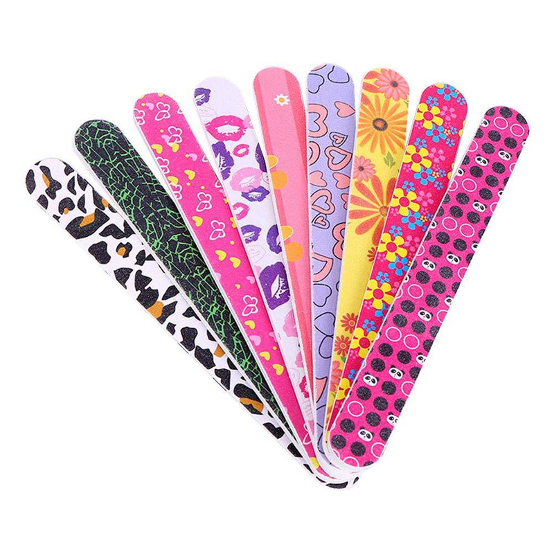 Lurrose 50pcs Printing Emery Boards Double Sided Nail File Buffers Manicure Tools (Random Pattern) - BeesActive Australia