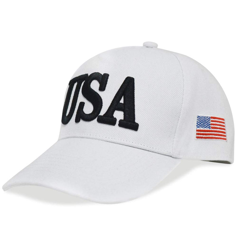 DISHIXIAO USA Baseball Cap Polo Style Adjustable Embroidered Dad Hat with American Flag for Men and Women Usa White One Size - BeesActive Australia