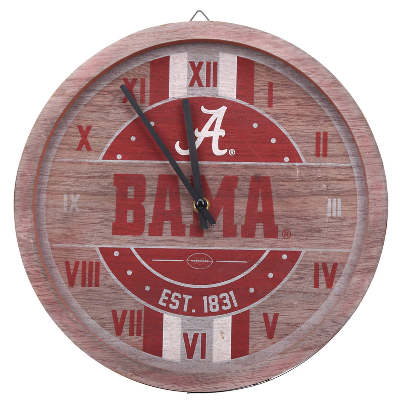 FOCO NCAA Wooden Barrel Wall Clock Alabama Crimson Tide - BeesActive Australia