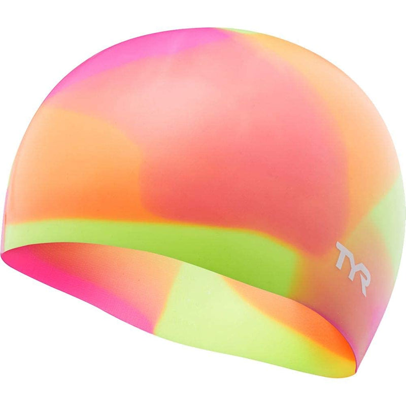 TYR Unisex-Child Junior Tie Dye Swim Cap Yellow/Pink/Orange One Size - BeesActive Australia