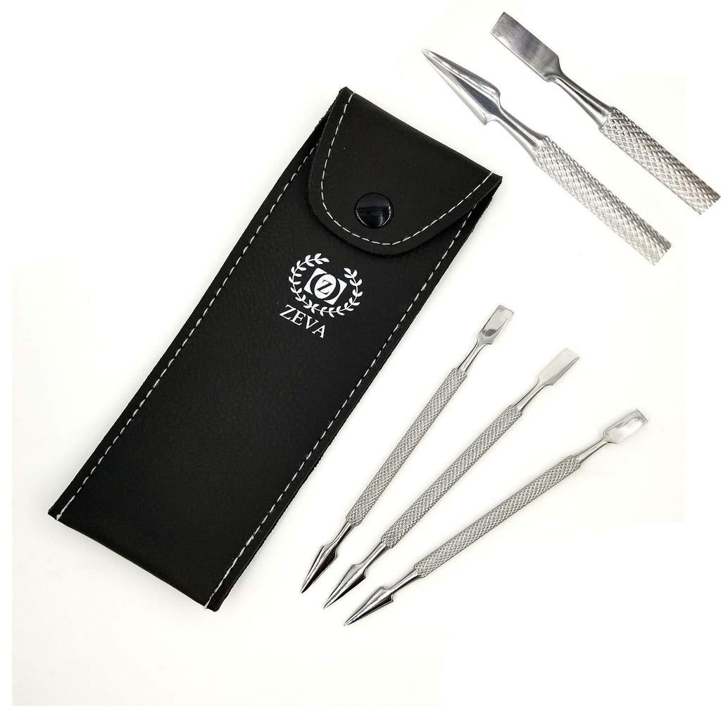 4 pcs Trimmer Cutter Remover for Manicure Stainless Steel Nail Art Cuticle Spoon Pusher Tool Pusher with Storage Case Professional Grade Clipper Pedicure (Arrow Pusher) Arrow Pusher - BeesActive Australia