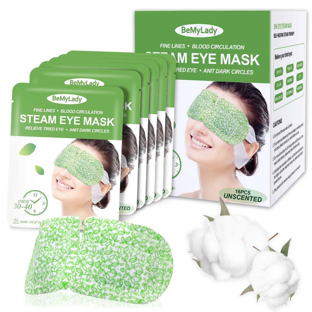 16 Packs Steam Eye Masks for Dry Eyes, SPA Warm Eye Mask, Relief Eye Fatigue Hot Sleep Eye Mask for Puffy Eyes Mask, Disposable Moist Heating Compress Pads for Sleeping- Unscented - BeesActive Australia