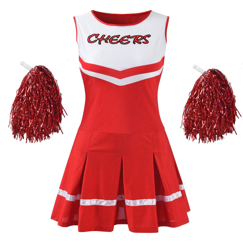 [AUSTRALIA] - Makroyl Women's Musical Uniform Fancy Dress Complete Outfit High School Cheerleader Costume Red X-Large 
