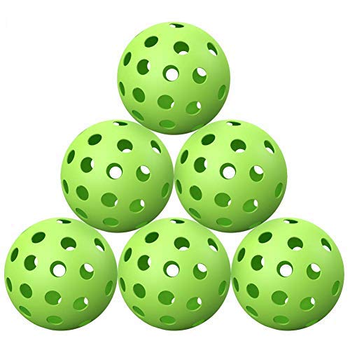 ZOEA Premium 40 Holes Outdoor Pickleball Balls, Durable Ball with Nice Bounce, High Visibility for Outdoor & Indoor Courts 6 Packs Bright Yellow & Green Outdoor - Green - BeesActive Australia