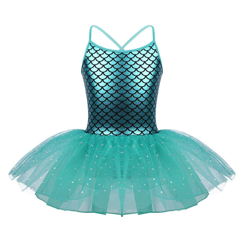 [AUSTRALIA] - YiZYiF Baby Girl's Ballet Outfits Leotard Tutu Dancewear Party Dress 7-8(Shoulder to Crotch 20.5"/52cm) Sequins Tutu Lake Blue 