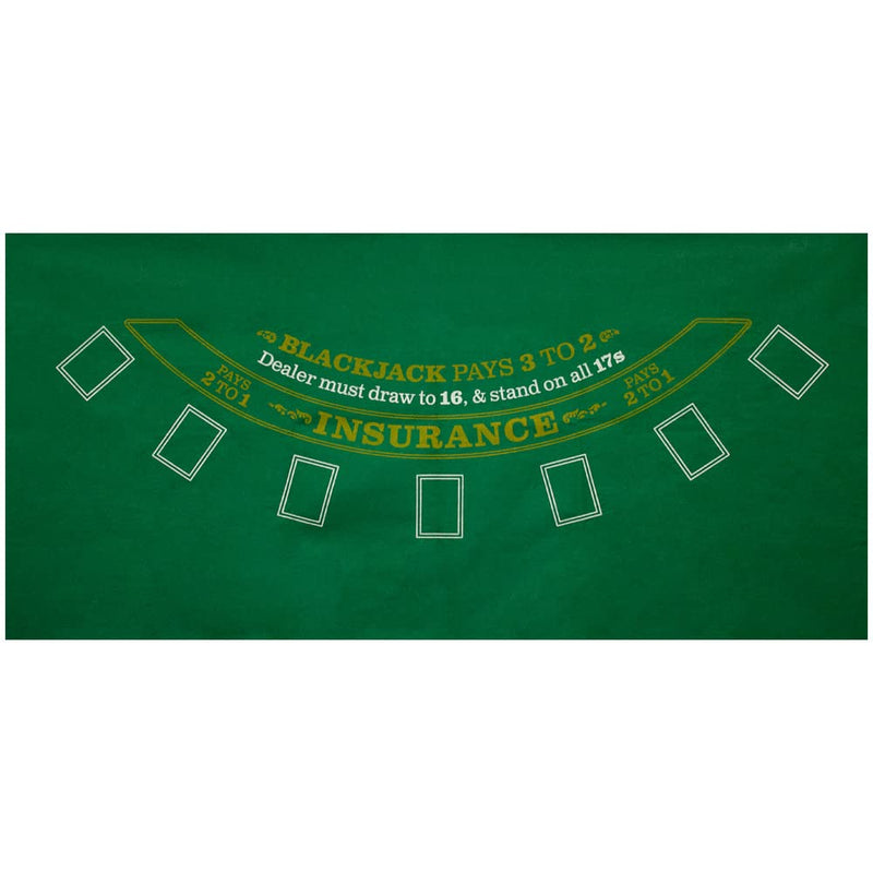 GSE Games & Sports Expert 36"x72" Casino Tabletop Felt Layout Mat (Blackjack, Craps, Roulette, Texas Hold'em, Baccarat Available) Green Blackjack - BeesActive Australia