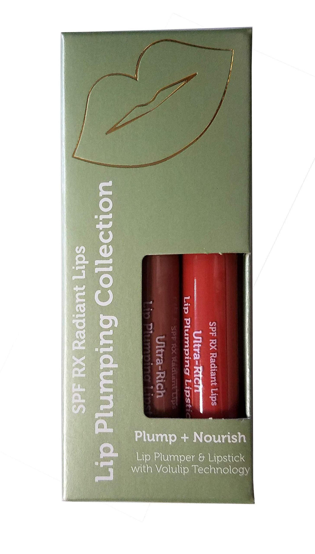 Lip Plumping Color Set: 2 Lip Plumping Lipstick in Vivid Matte Colors (in Burnt Sienna & Simply There Nude); Each w/Plumping Peptides & Hyaluronic - 2pack (1 of each 0.17oz application wand bottles) 2 Pack BurntSienna/SimplyThere - BeesActive Australia