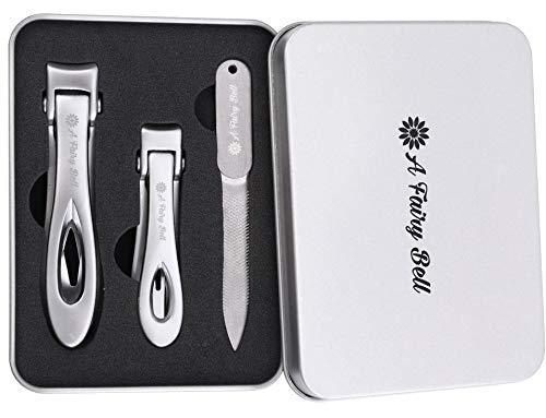 A FairyBell, 20mm Wide Jaw Opening Deluxe Sturdy Stainless Steel Fingernail Clippers, Toenail Clippers for Thick Nails with Nail File - BeesActive Australia