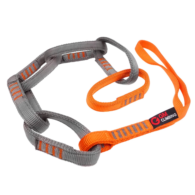 GM CLIMBING 23kN Nylon Safe Chain CE UIAA Certified 16mm Double Wrapped Sling for Personal Anchor Tether System Aid Climbing Hammock Suspension 97cm / 38in Safe chain (GrayOrange) - BeesActive Australia