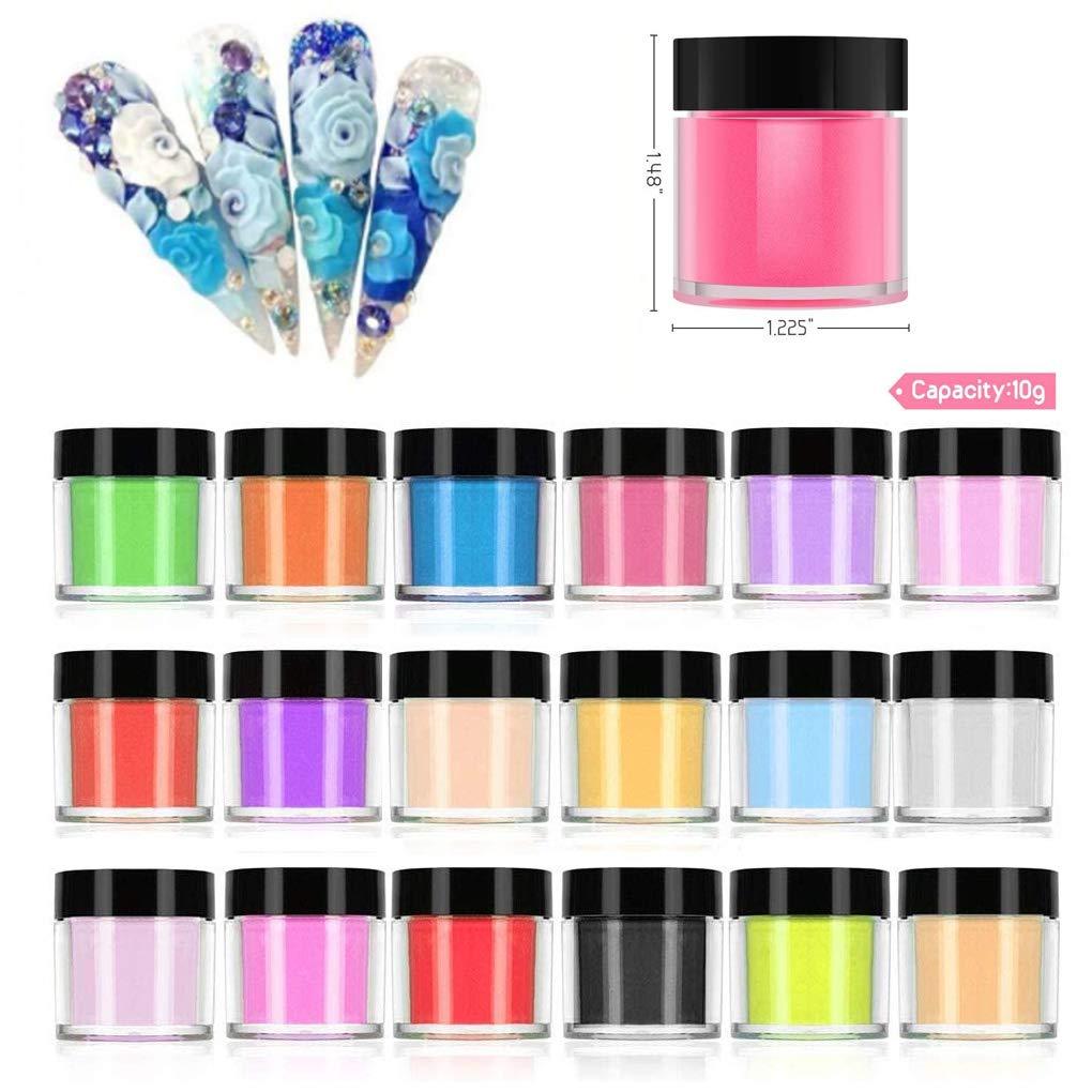 HitHopKing 18 Colors Acrylic Powder Set for Nail Art 3D DIY Tips decoration - BeesActive Australia