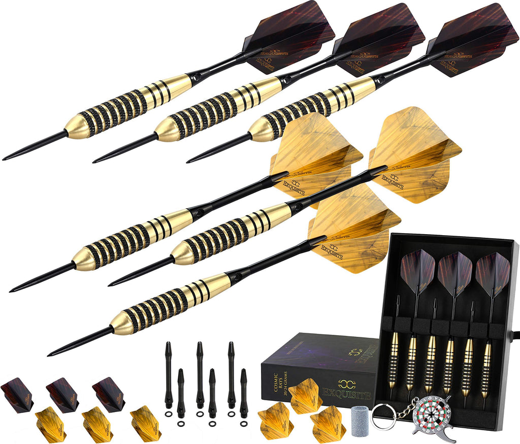 [AUSTRALIA] - CC-Exquisite Professional Darts Set - Customizable Configuration 6 Steel Tip Darts 20g/24g with 12 Aluminum Shafts 35/48mm, 12 O-Rings, 12 Flights Standard/Slim, Dart Tool, Dart Sharpener and Case 