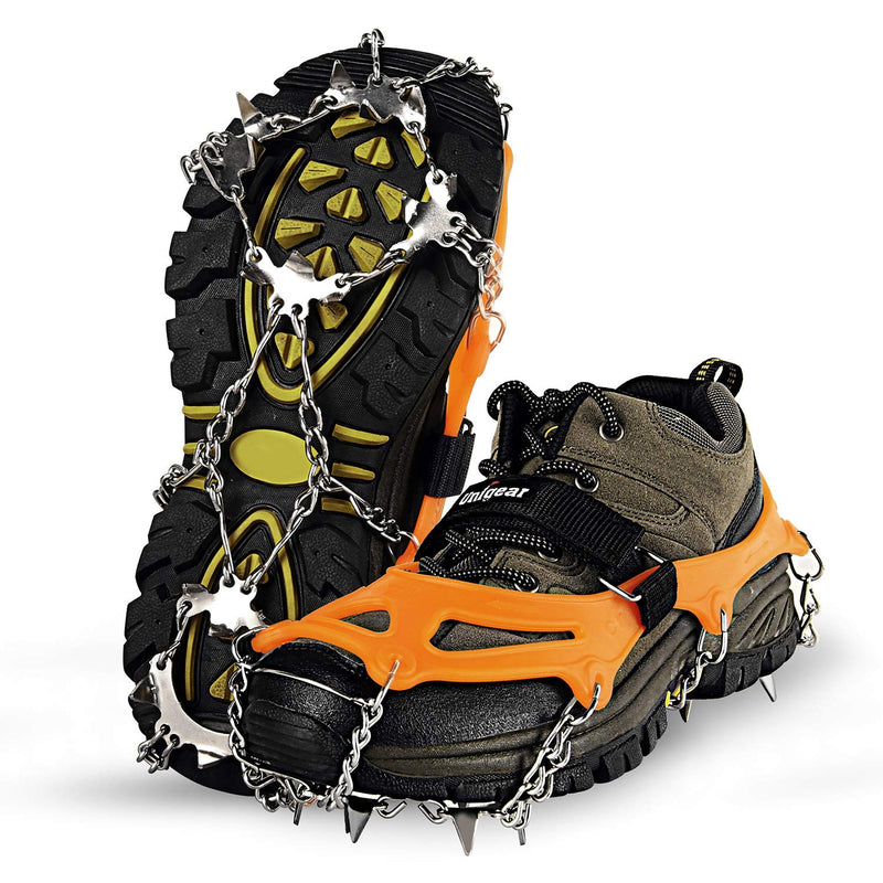 Unigear Traction Cleats Ice Snow Grips with 18 Spikes for Walking, Jogging, Climbing and Hiking Orange X-Large - BeesActive Australia