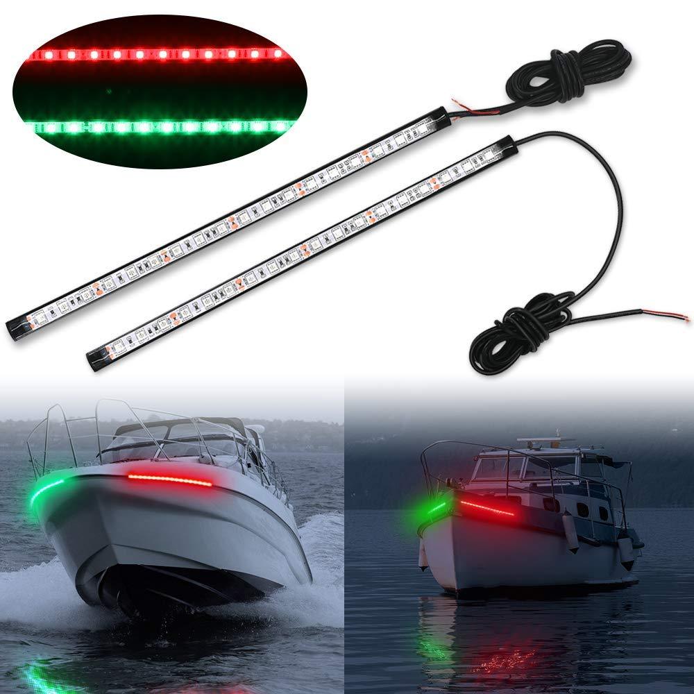 [AUSTRALIA] - Obcursco 12 Inch LED Boat Bow Navigation Light Kits for Marine Boat Vessel Pontoon Yacht Skeeter - 1 Pair Red and Green 