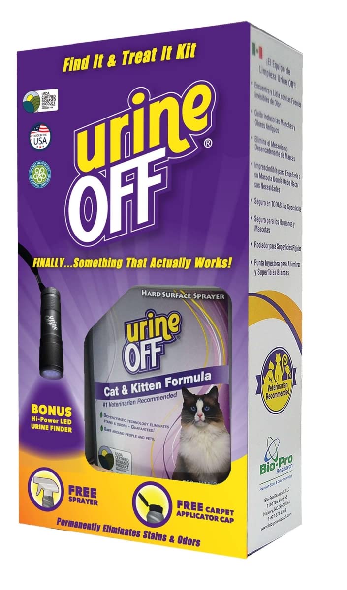 urineOFF Find it Treat it Kit for Cats, Stain and Odor Remover with LED Hi-Power Urine Finder - BeesActive Australia