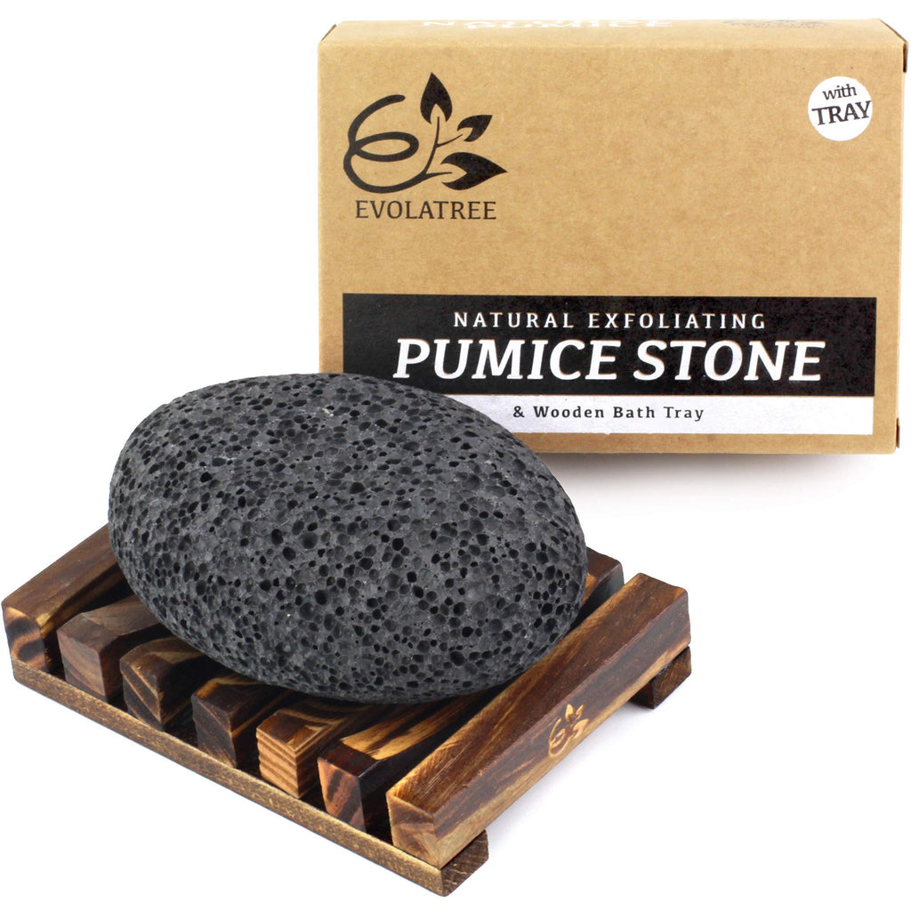 Evolatree Pumice Stone for Feet - Foot Pumice for Exfoliating Hard Skin - Natural Foot Stone Removes Callus on Hands, Heels, and Body - Foot Care Pedicure Gift Set w/Bonus Wooden Bath Tray - BeesActive Australia