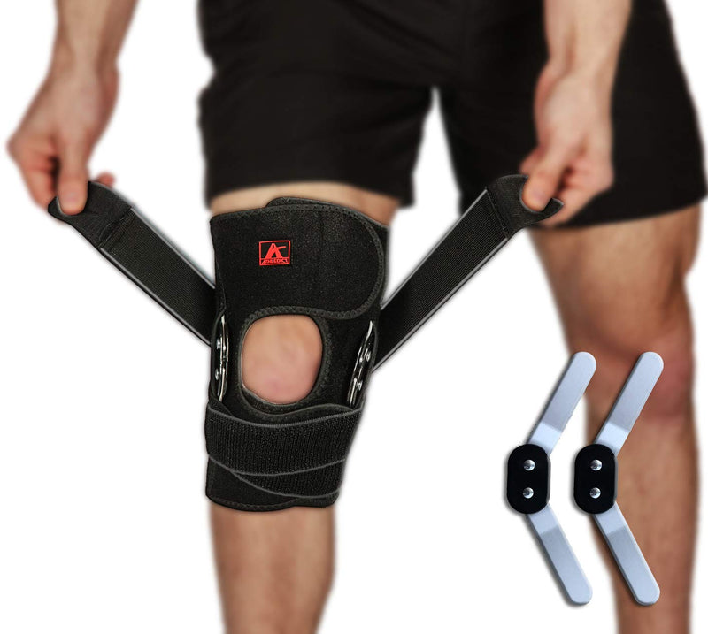 Hinged Knee Brace Support with Strap & Side Patella Stabilizers for Protection & Pain Relief for Arthritis, Meniscus Tear, ACL, MCL - Sports Compression Wrap for Running & Recovery - Men & Women L - BeesActive Australia