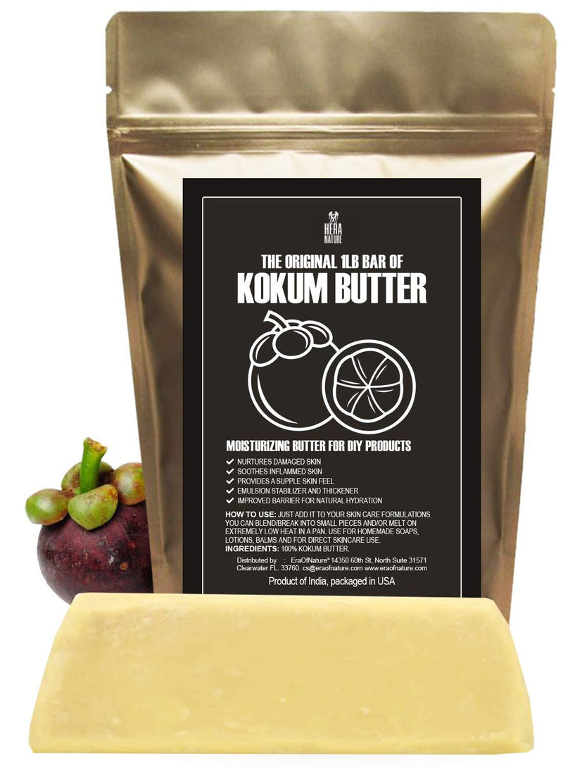 Kokum Butter – Fresh, Firm Butter, Use to Make Lotion Bars, Lip Body Butters, Balm, Soap, Sunscreens - Scent-Free (INDIA) - 16 oz by Hera Nature. - BeesActive Australia