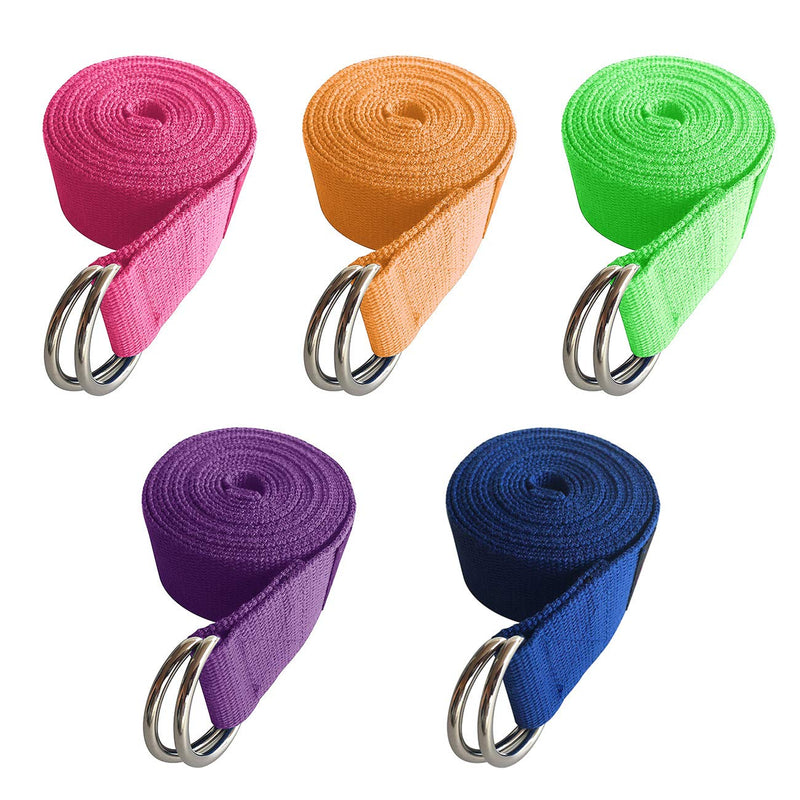 Uheng 5-Pack Yoga Exercise Adjustable Straps 8Ft OR 10Ft with Durable D-Ring for Pilates & Gym Workouts Yoga Fitness | Hold Poses, Stretch, Improve Flexibility & Maintain Balance (Random Color) - BeesActive Australia