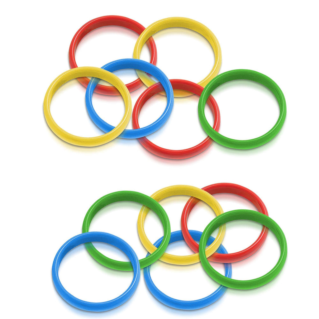 [AUSTRALIA] - Gamie Carnival Cane Rack Rings - Set of 12 - Colored Hoops for Ring Toss Games and More - Durable Plastic - Carnival Supplies for Party Activities, Outdoor and Indoor Fun 