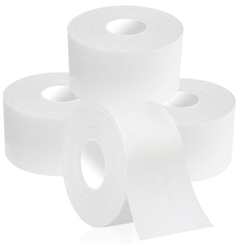 Dimora White Athletic Sports Tape（4-Rolls) -Very Strong Tape for Athlete & Sport Trainers & First Aid Injury Wrap, Perfect for Fingers Ankles Wrist on Bat, Hockey Stick White-4pcs Cotton Tapes - BeesActive Australia