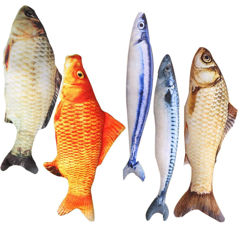 HAPY SHOP Catnip Toys 5 Pack - Simulation Fish Shape Realistic Fluffy Catnip Doll Interactive Pets Pillow Chew Bite Supplies for Cat Kitten Kitty - BeesActive Australia