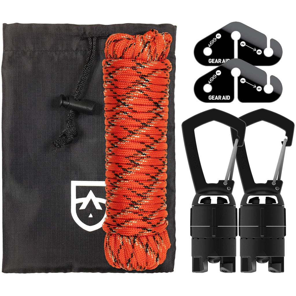 GEAR AID Camp Line Kit for Hanging and Drying Gear on a 550 Paracord, Black, One Size - BeesActive Australia