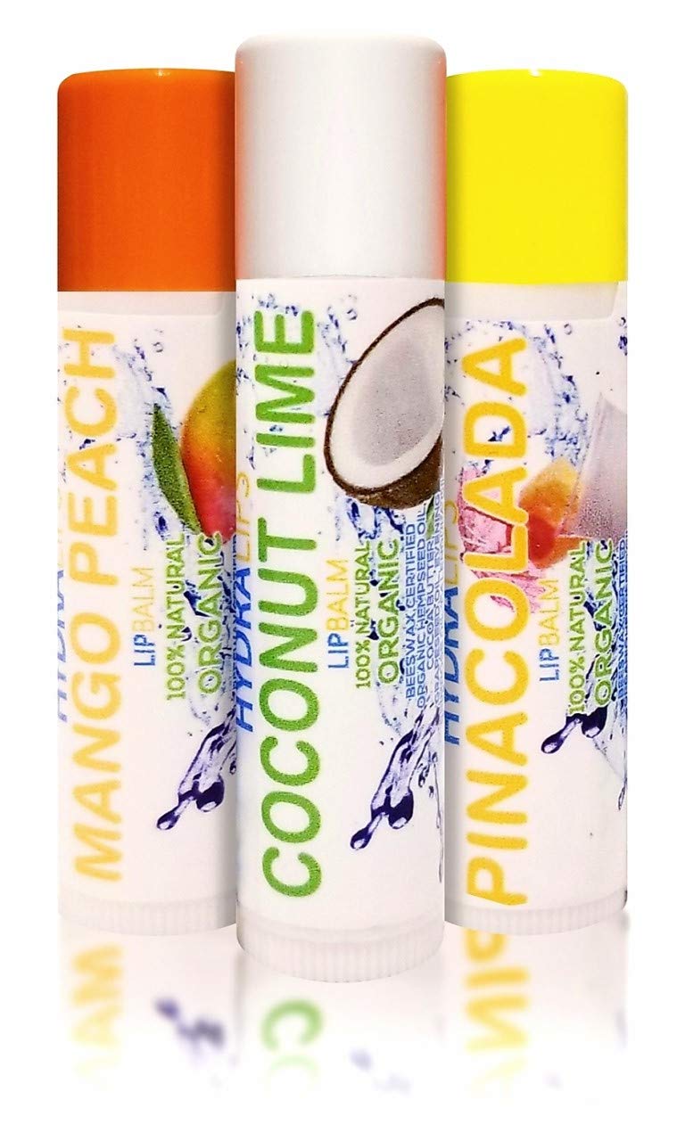 PUR ORGANICS 100% Natural Organic lip balm 3 pack set (EXOTIC TROPICAL FRUIT) EXOTIC TROPICAL FRUIT - BeesActive Australia