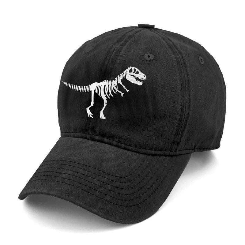Unisex T Rex Skeleton Dinosaur Denim Hat Adjustable Washed Dyed Cotton Dad Baseball Caps One Size Black - BeesActive Australia