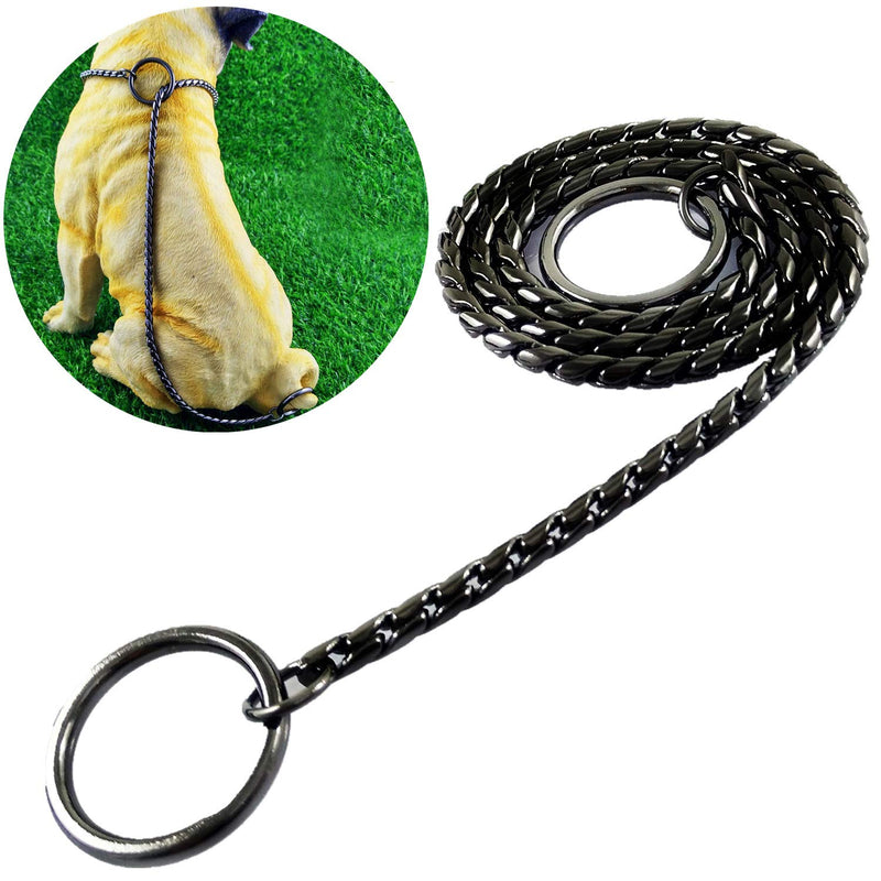 Umysky Dog P Snake Chain Chrome Plated Metal Dog Training Choke/Collar-Fully Guaranteed Against Rust Tarnish or Breakage-Recommended for Professional Training 4mm*60cm(24") Black - BeesActive Australia