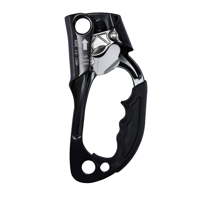 WILDKEN Climbing Hand Ascender Outdoor Mountaineering Tree Arborist Climbing Rappelling Equip Hand Ascender for 8-12MM Rope Left Right Hand Ascender Black 2 - Right - BeesActive Australia