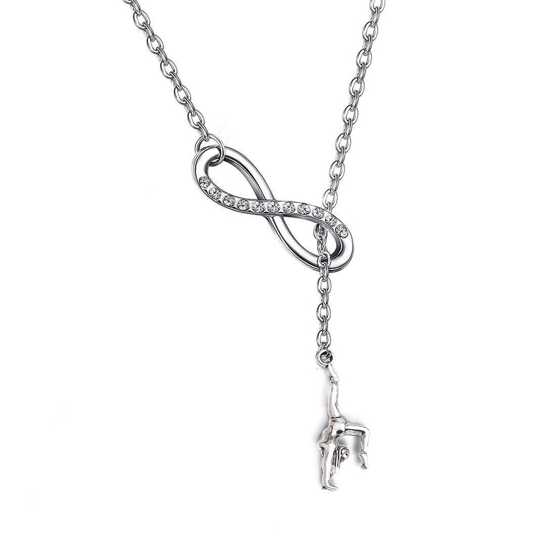 FUSTMW Gymnast Gift Gymnastics Y Necklace Infinity Love Charm Gymnast Jewelry Gymnastics Class Gift for Women Girls silver - BeesActive Australia