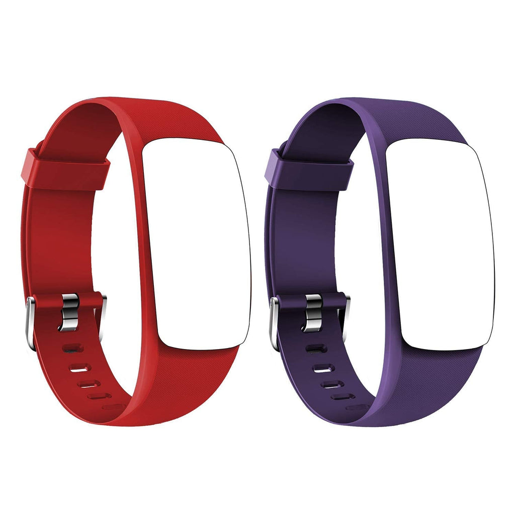 COFFEA Replacement Bands, Adjustable Wristband for Fitness Tracker H7-HR／ID107 PlusHR Purple+Red - BeesActive Australia