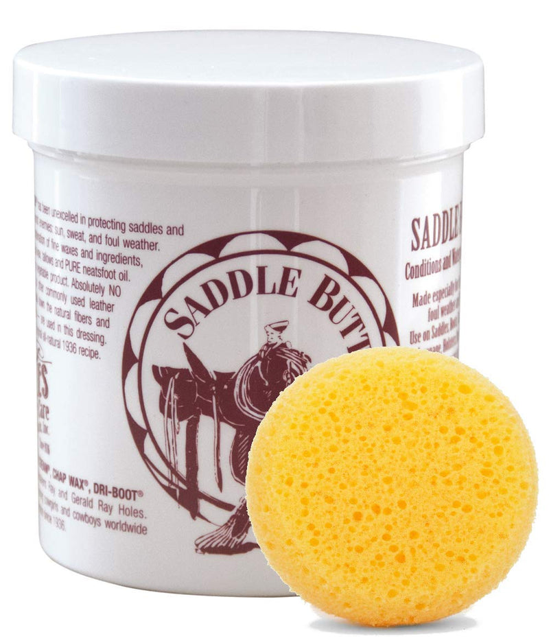 Ray Holes Saddle Butter with Leathercraft Applicator Sponge Included, Ideal for Use on Saddles, Boots, Chaps, Gun Scabbards, Luggage, Holsters, Bridles and Tooled Leather and More, Pint Size - BeesActive Australia