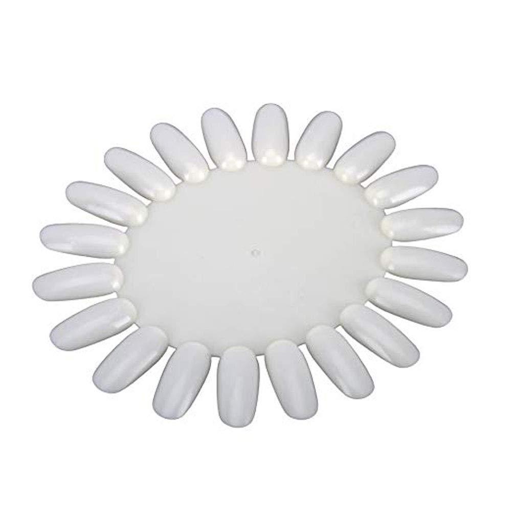 20 Pcs Beige Plastic Nail Swatches Disc Oval Shape Fake Tips Nail Polish Display Board Practice Tool - BeesActive Australia