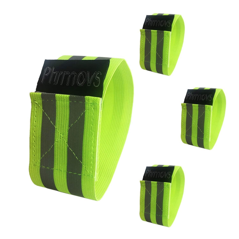 Phrmovs Reflective Band for Wrist, Arm, Ankle, Leg. High Visibility Reflective Running Gear for Men and Women for Night Running Cycling Walking Bicycle. Safety Reflector Tape Straps (4 PCS) yellow 4Bands - BeesActive Australia