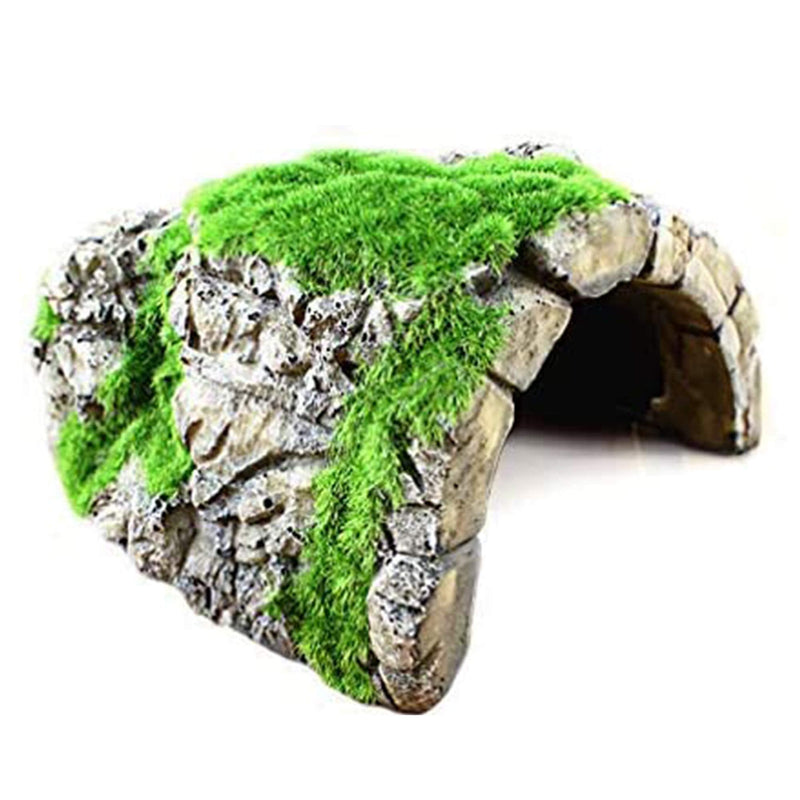 SunGrow Betta, Hermit Crab & Gecko Rock Cave, Resin Cave with Artificial Moss for Crayfish, Shrimps, Fish, Aquatic Frogs, 1 Pc per Pack - BeesActive Australia