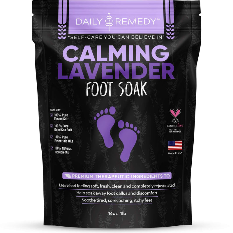 Calming Lavender Foot Soak with Epsom Salt, Made in USA, Antifungal Foot Soak Soothes Sore Tired Feet, Athletes Foot, Stubborn Foot Odor, Softens Calluses & Helps Treat Toenail Fungus, 16 oz 1 lb - BeesActive Australia